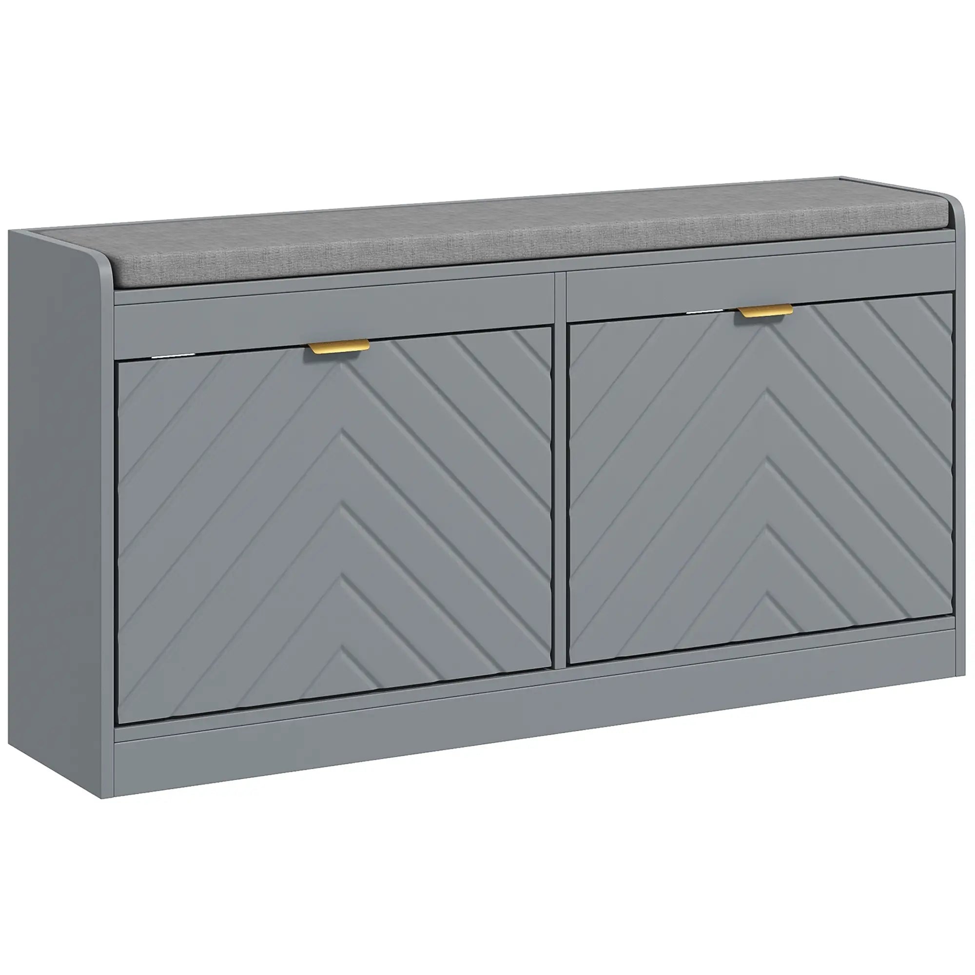 Shoe Storage with Seat, Upholstered Hallway Bench, Shoe Bench with 2 Flip Drawers and 4 Vents for 8 Pairs of Shoes Shoe Storage Cabinets & Racks at Gallery Canada