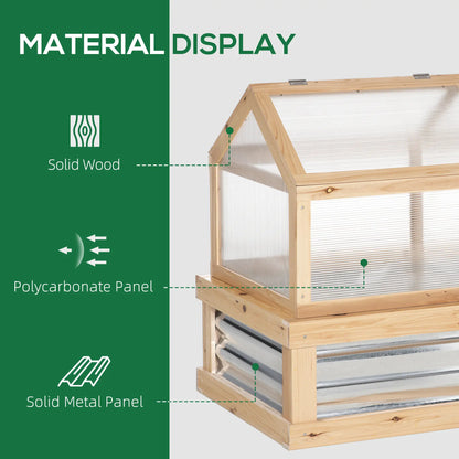 Raised Garden Bed Kit, Greenhouse Wooden Planter, 48" x 24" x 32", Natural Cold Frame Greenhouses at Gallery Canada