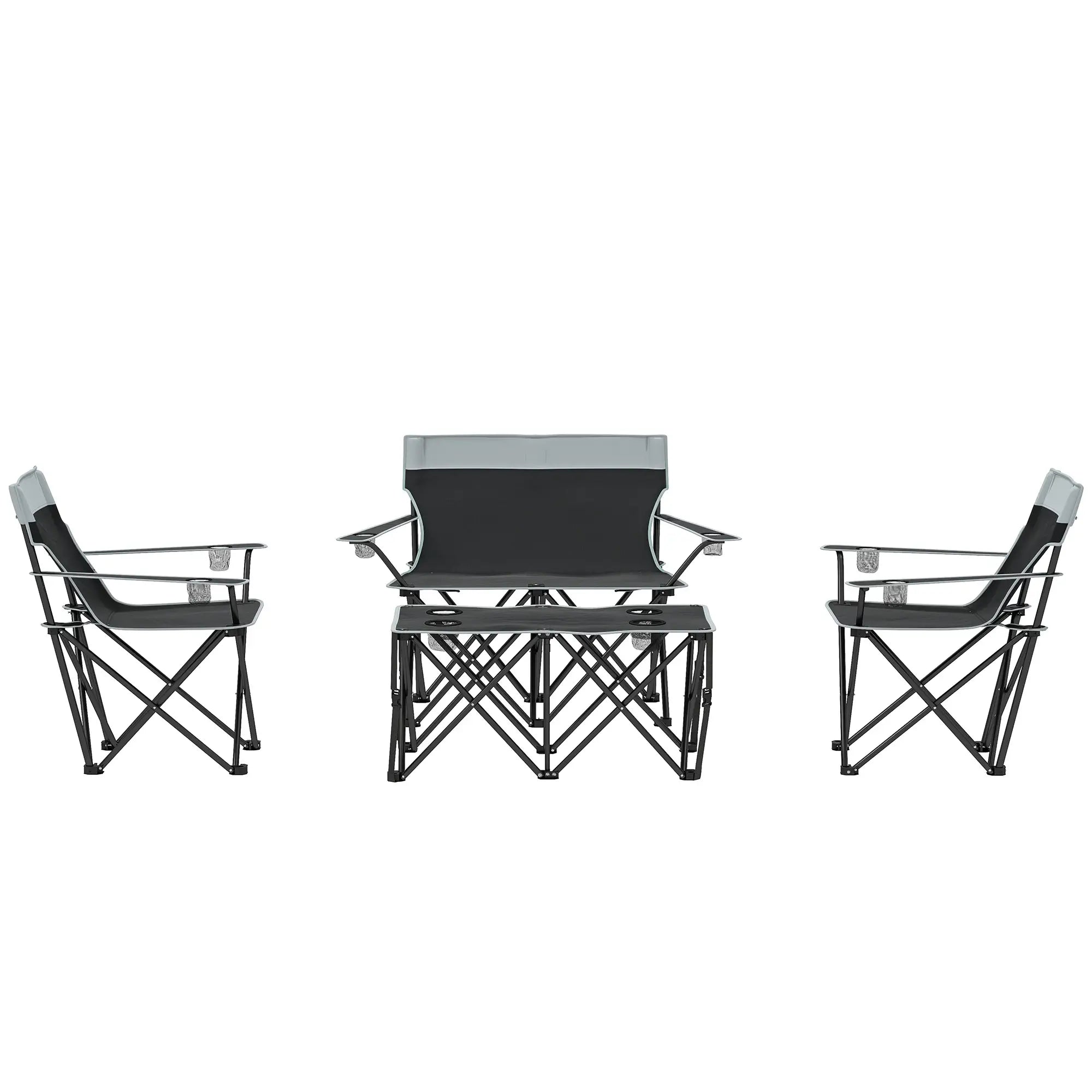 4 Piece Folding Camping Table and Chairs, Outdoor Set, Grey Picnic Tables & Camping Chairs Grey at Gallery Canada