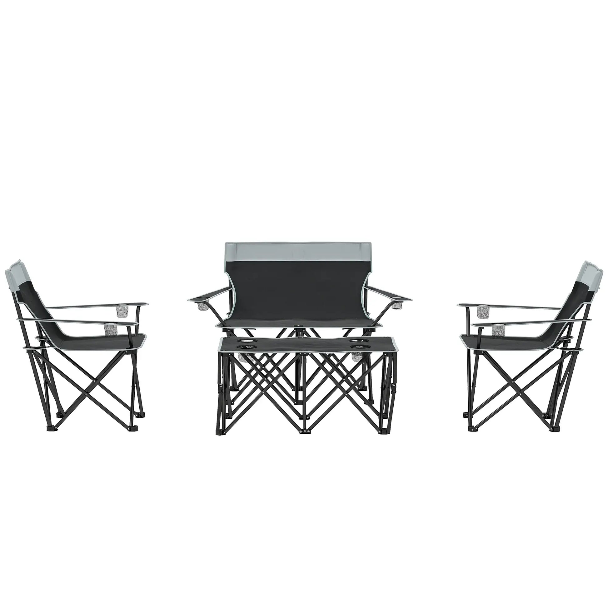 4 Piece Folding Camping Table and Chairs, Outdoor Set, Grey Picnic Tables & Camping Chairs Grey at Gallery Canada