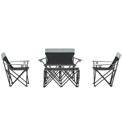 4 Piece Folding Camping Table and Chairs, Outdoor Set, Grey Picnic Tables & Camping Chairs Grey at Gallery Canada