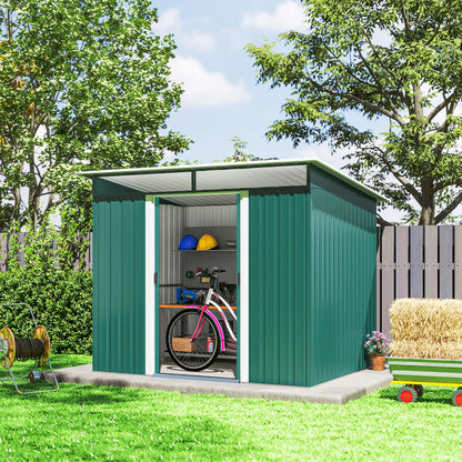 6' x 8.5' Metal Garden Shed, Outdoor Tool Storage, Dark Green Sheds at Gallery Canada