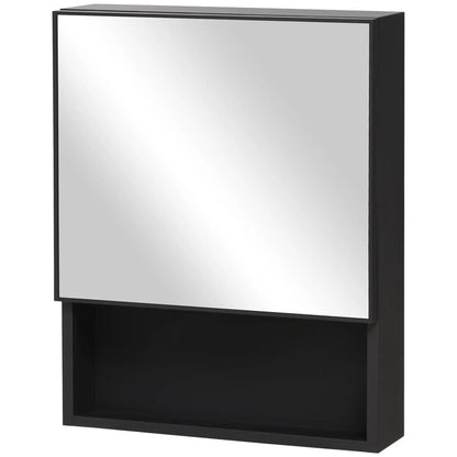 Wall-Mounted Medicine Cabinet, Single Door with Shelves, Stainless Steel Frame, Black Mirror Medicine Cabinets at Gallery Canada