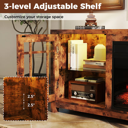 58" Fireplace TV Stand with LED Lights and 18" Electric Fireplace, Rustic Brown Fireplaces at Gallery Canada