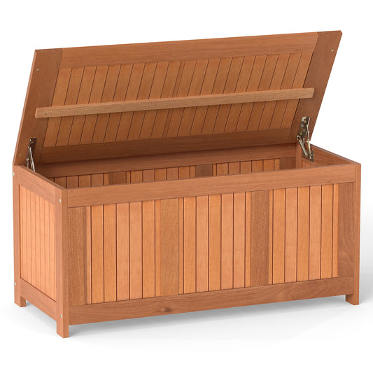 58 Gallon Boîte de Terrasse en Bois 3-en-1, Stockage de Coussin à Rabat