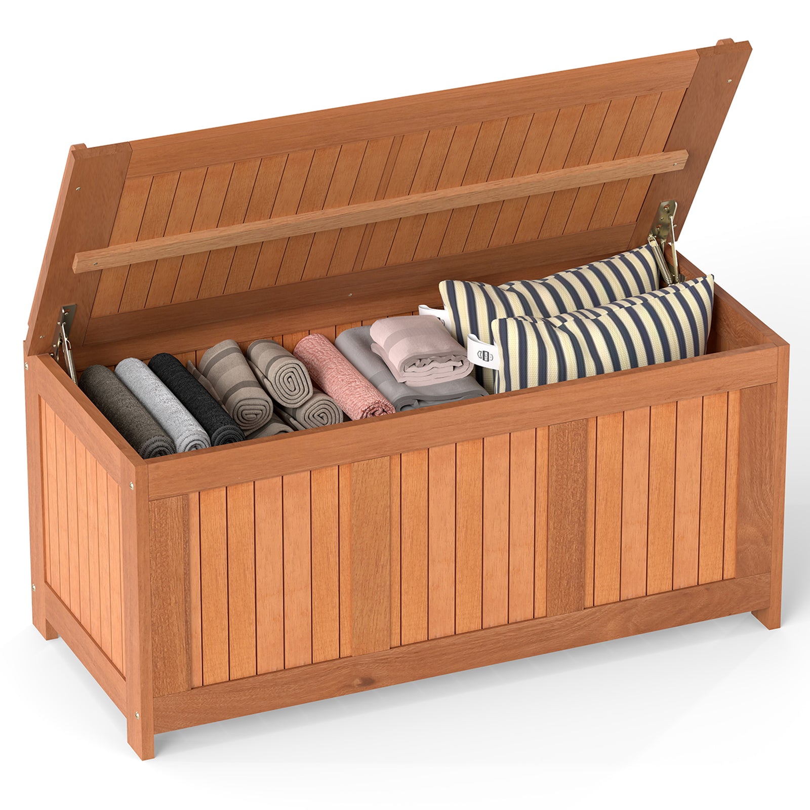 58 Gallon 3-in-1 Patio Wood Deck Box, Flip Top Cushion Storage Sheds & Outdoor Storage at Gallery Canada