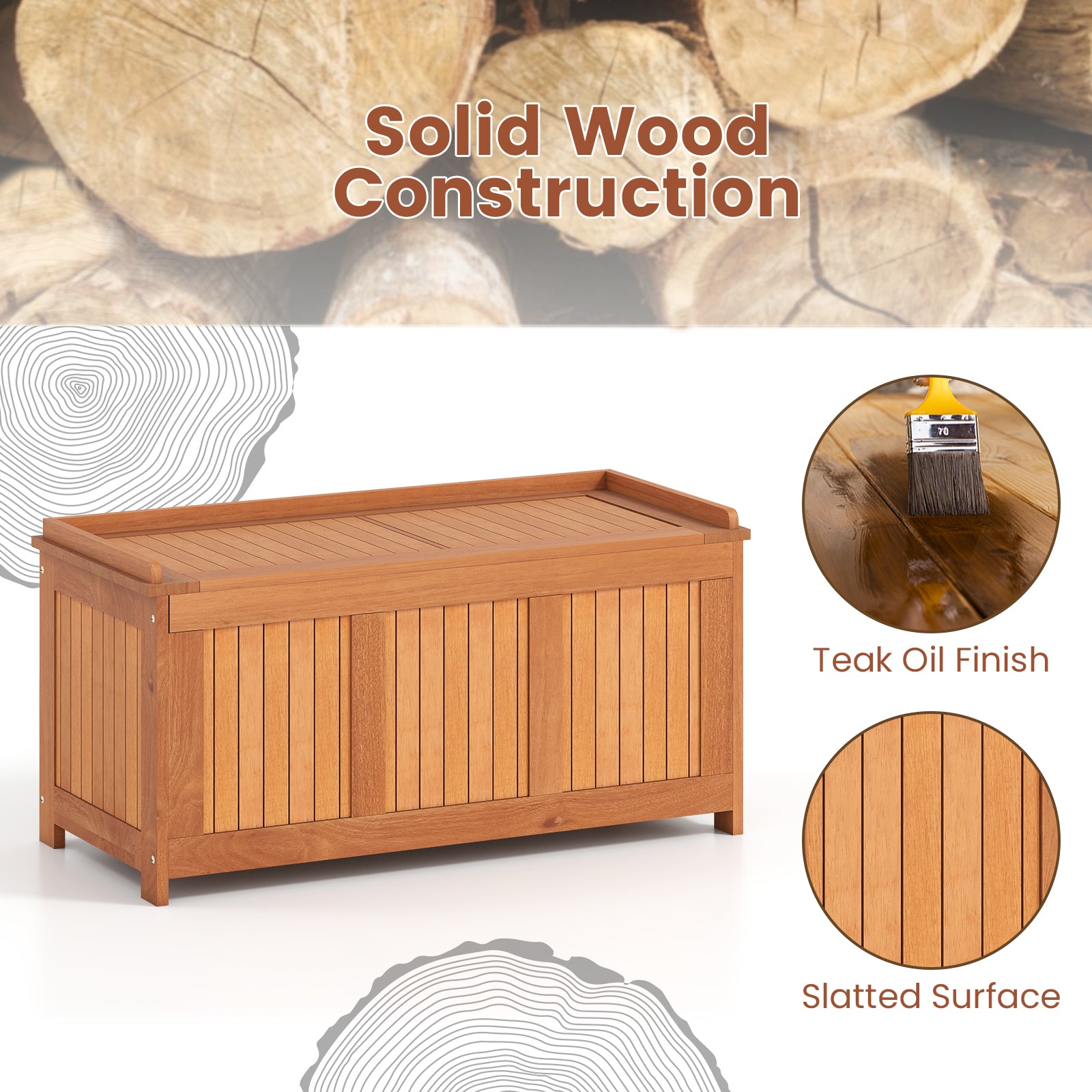 58 Gallon 3-in-1 Patio Wood Deck Box, Flip Top Cushion Storage Sheds & Outdoor Storage at Gallery Canada