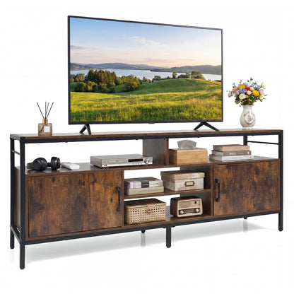 58 Inch TV Stand With Cabinets, Adjustable Shelf, Rustic Brown Entertainment Centers & TV Stands at Gallery Canada