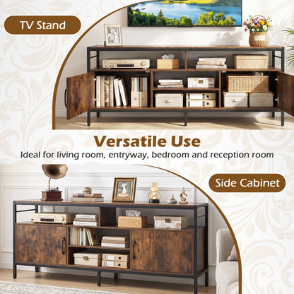 58 Inch TV Stand With Cabinets, Adjustable Shelf, Rustic Brown Entertainment Centers & TV Stands at Gallery Canada