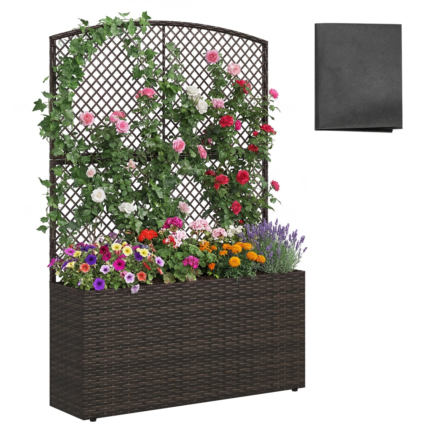 58-Inch Raised Garden Bed with Trellis, Planter Box, Brown Raised Garden Beds Brown at Gallery Canada