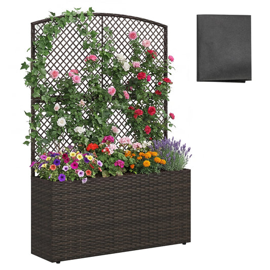 58-Inch Raised Garden Bed with Trellis, Planter Box, Brown Raised Garden Beds Brown at Gallery Canada