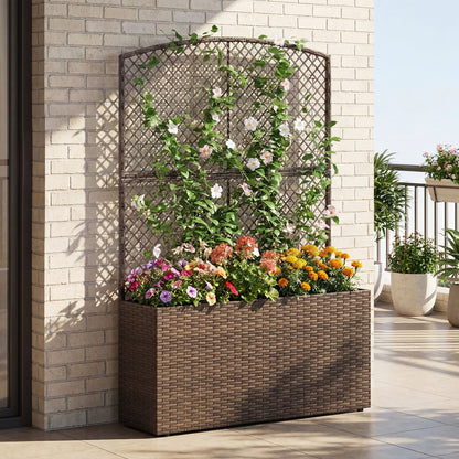 58-Inch Raised Garden Bed with Trellis, Planter Box, Brown Raised Garden Beds at Gallery Canada