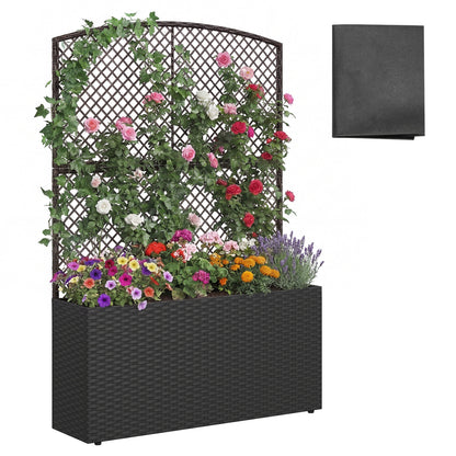 58 Inch Raised Garden Bed with Trellis, Black Raised Garden Beds Black at Gallery Canada