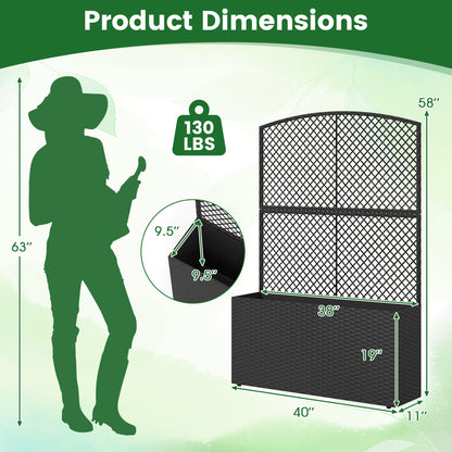 58 Inch Raised Garden Bed with Trellis, Black Raised Garden Beds at Gallery Canada
