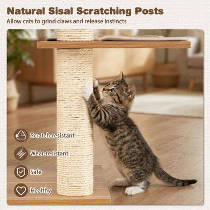 58 Inch Tall Cat Tree With Sisal Scratching Posts, Natural Cat Trees Condos & Scratchers at Gallery Canada