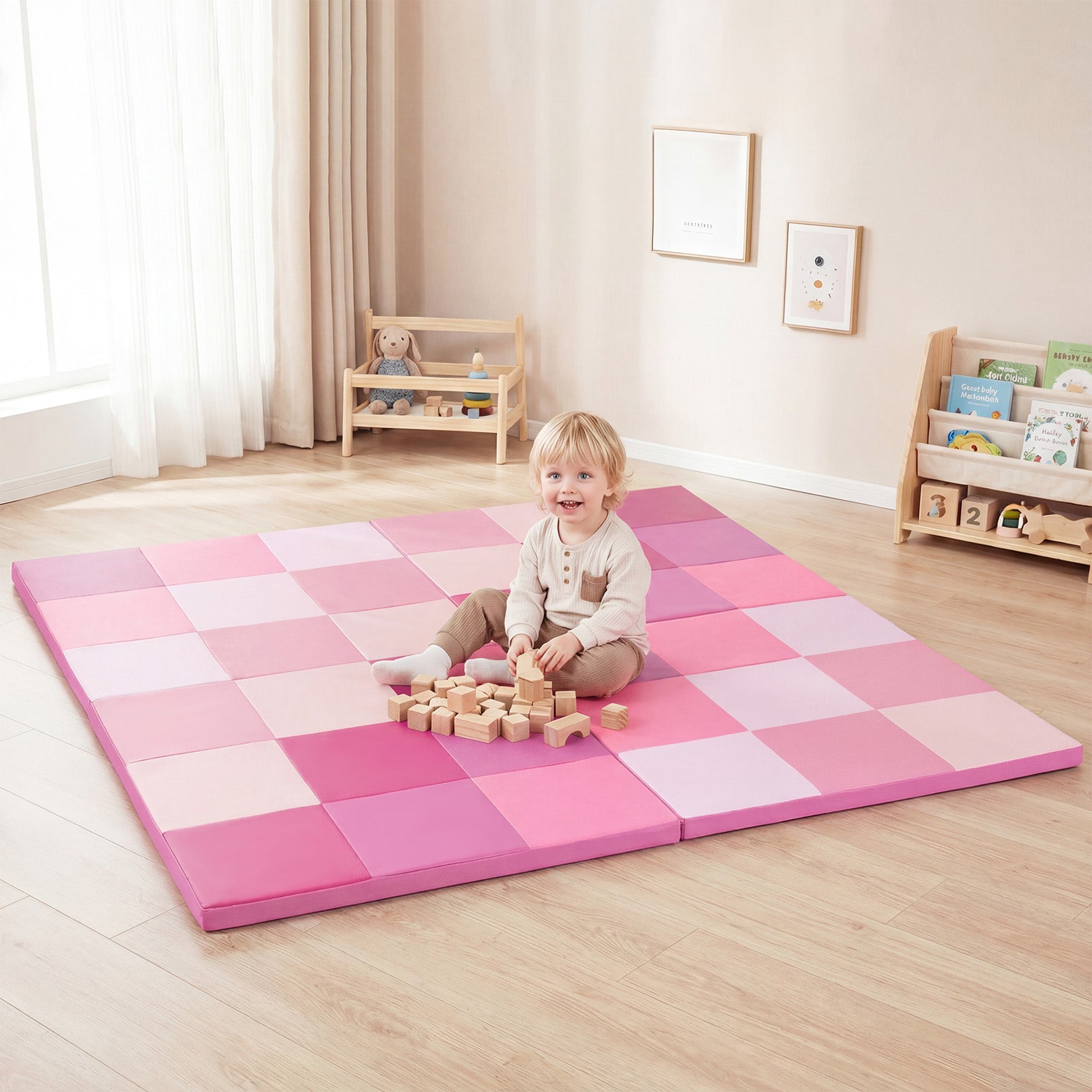 58 Inch Toddler Folding Activity Floor Mat, Pink Baby Gyms & Playmats at Gallery Canada