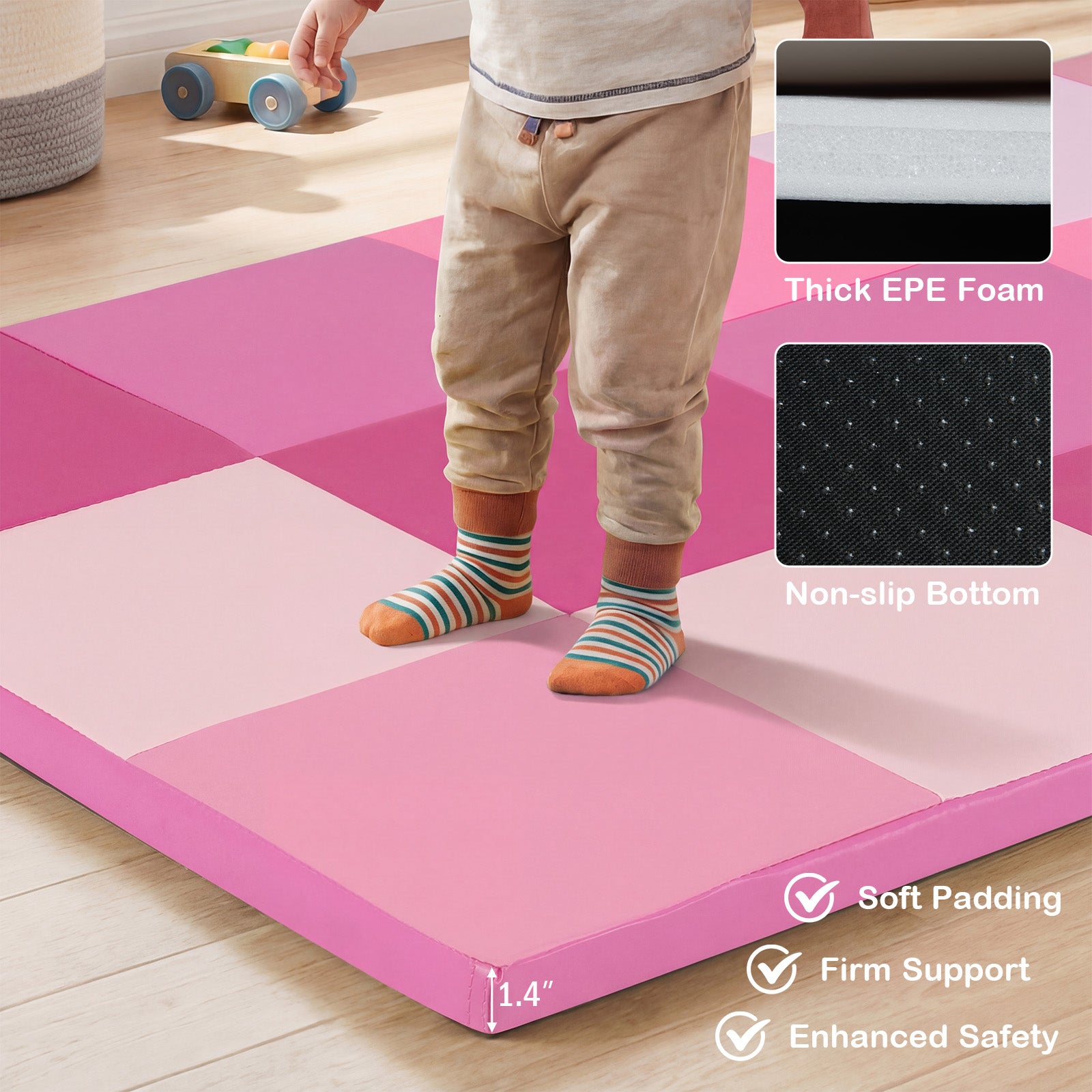 58 Inch Toddler Folding Activity Floor Mat, Pink Baby Gyms & Playmats at Gallery Canada