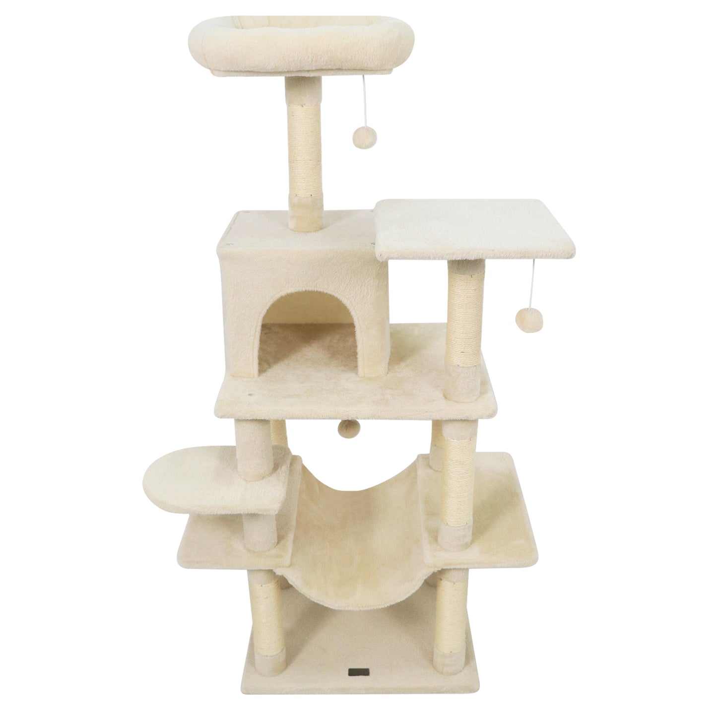 58" Multi-Level Cat Tree Soft Plush Cat Tower with Padded Top Perch, Beige Cat Trees Condos & Scratchers at Gallery Canada
