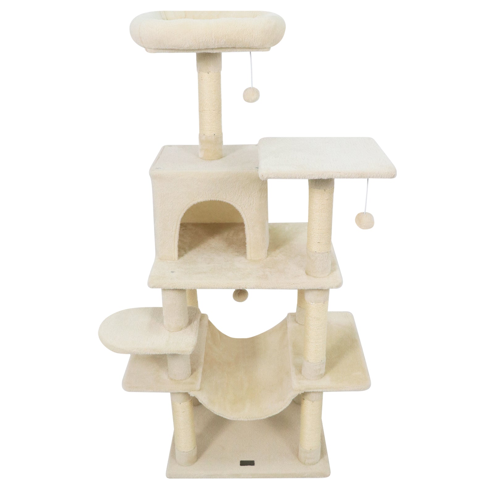 58" Multi-Level Cat Tree Soft Plush Cat Tower with Padded Top Perch, Beige Cat Trees Condos & Scratchers at Gallery Canada