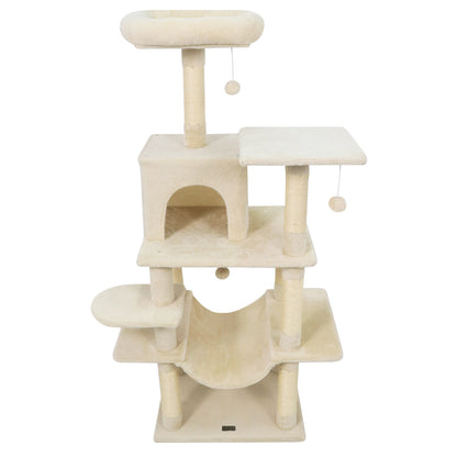 58" Multi-Level Cat Tree Soft Plush Cat Tower with Padded Top Perch, Beige Cat Trees Condos & Scratchers at Gallery Canada
