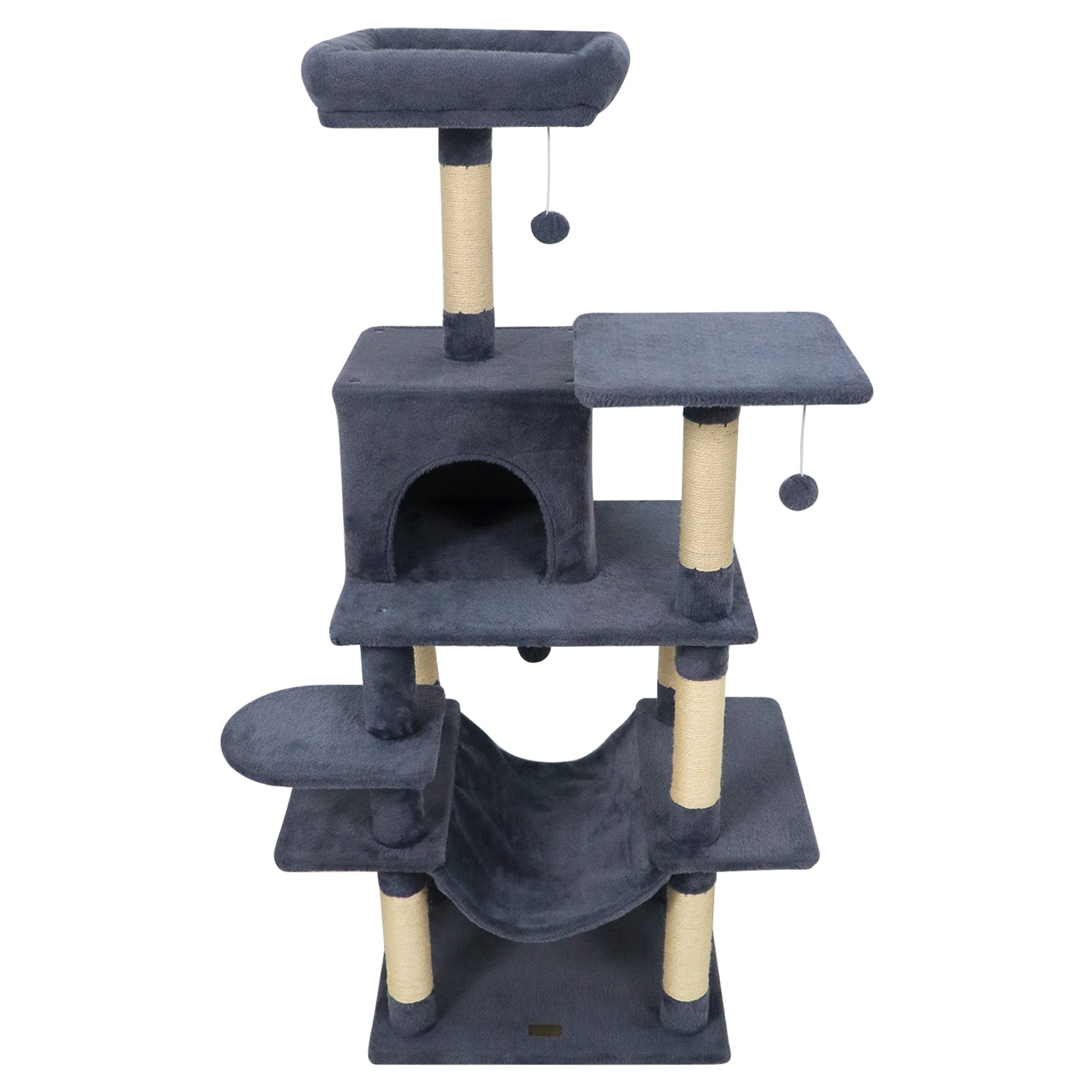 58" Multi-Level Cat Tree Soft Plush Cat Tower with Padded Top Perch-Grey, Gray Cat Trees Condos & Scratchers at Gallery Canada