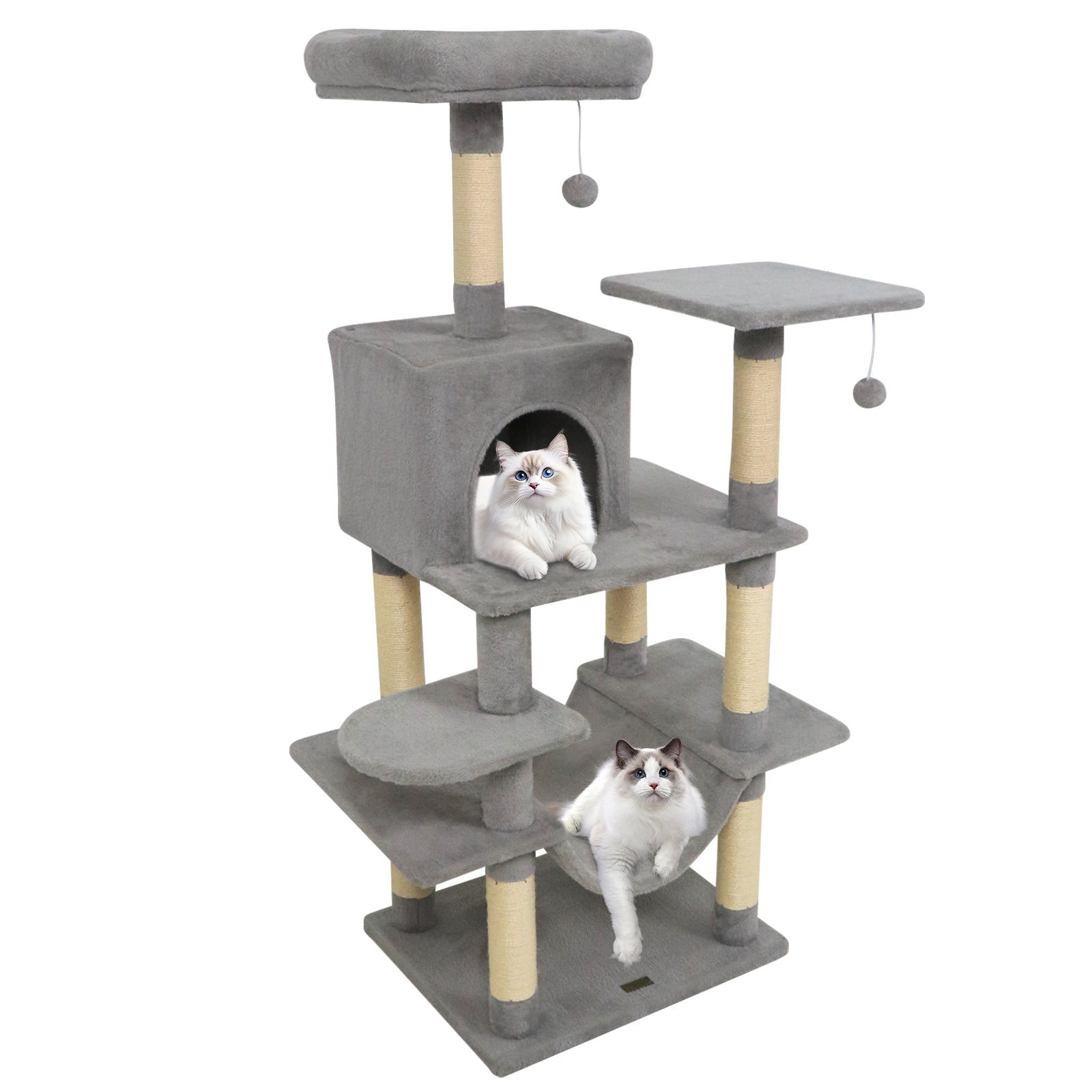 58" Multi-Level Cat Tree Soft Plush Cat Tower with Padded Top Perch, Light Gray Cat Trees Condos & Scratchers Light Gray at Gallery Canada