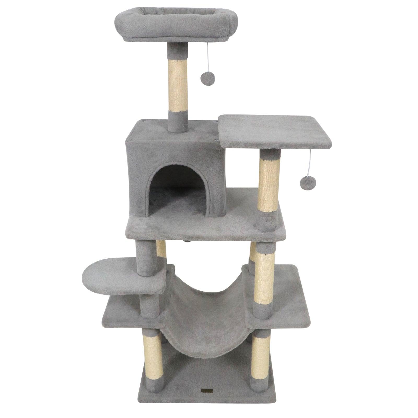 58" Multi-Level Cat Tree Soft Plush Cat Tower with Padded Top Perch, Light Gray Cat Trees Condos & Scratchers at Gallery Canada