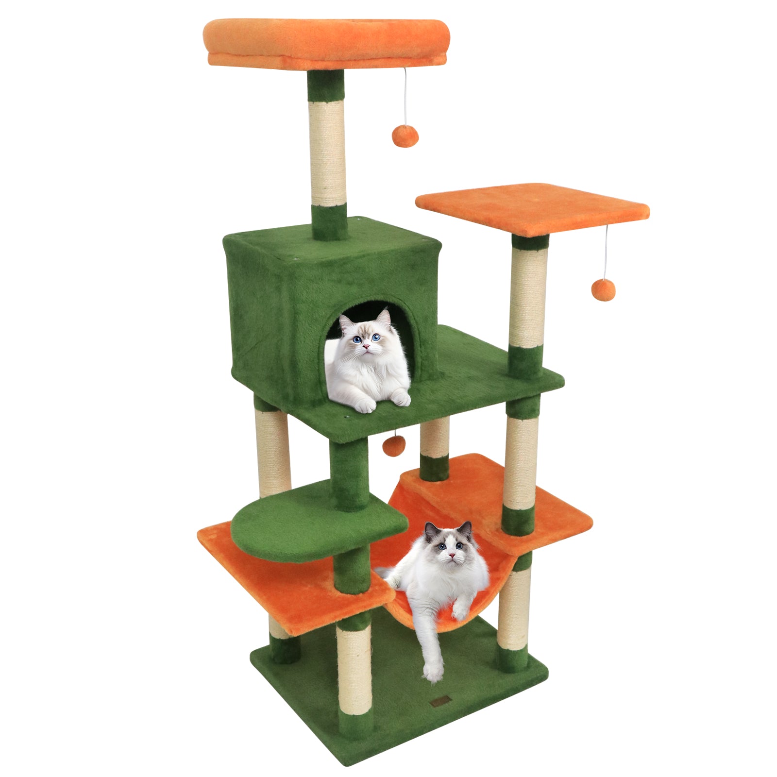 58" Multi-Level Cat Tree Soft Plush Cat Tower with Padded Top Perch, Green Cat Trees Condos & Scratchers Green at Gallery Canada