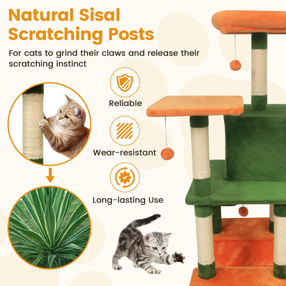58" Multi-Level Cat Tree Soft Plush Cat Tower with Padded Top Perch, Green Cat Trees Condos & Scratchers at Gallery Canada