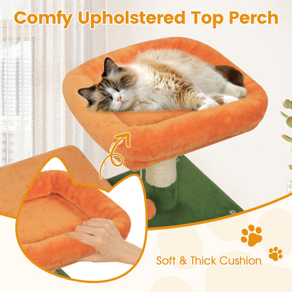 58" Multi-Level Cat Tree Soft Plush Cat Tower with Padded Top Perch, Green Cat Trees Condos & Scratchers at Gallery Canada