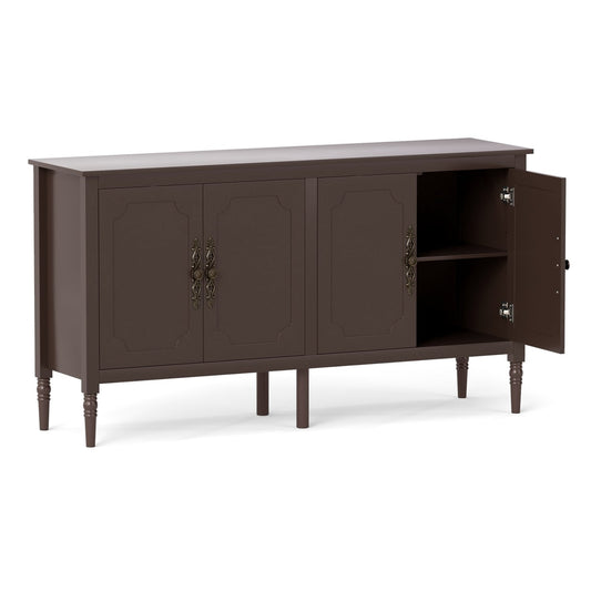 58" Vintage Buffet Cabinet, Pine Wood Legs, Adjustable Shelves, Brown Sideboards Cabinets & Buffets Brown at Gallery Canada
