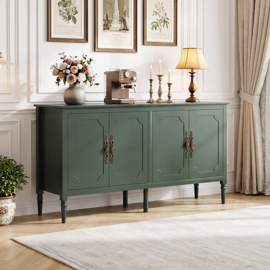 58" Vintage Buffet Cabinet with Pine Legs, Green Sideboards Cabinets & Buffets Green at Gallery Canada