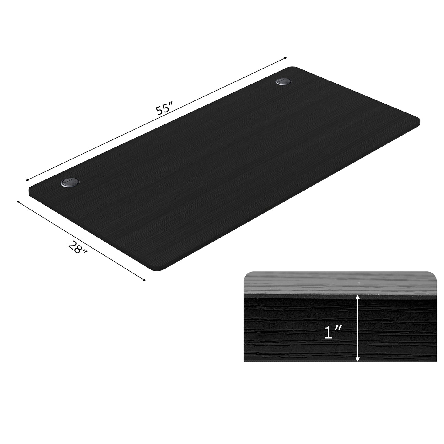 Universal Tabletop, 58" x 28", For Standard And Standing Desk Frame, Black