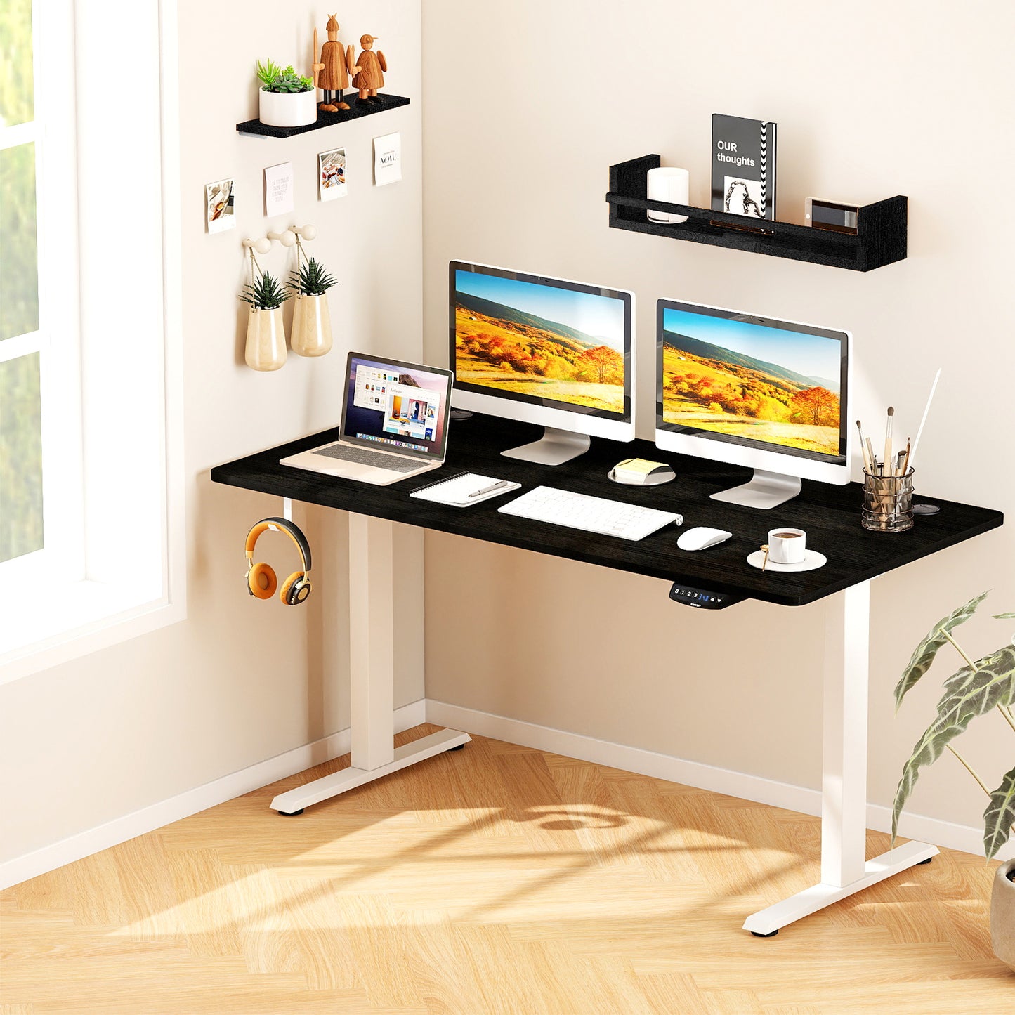 Universal Tabletop, 58" x 28", For Standard And Standing Desk Frame, Black