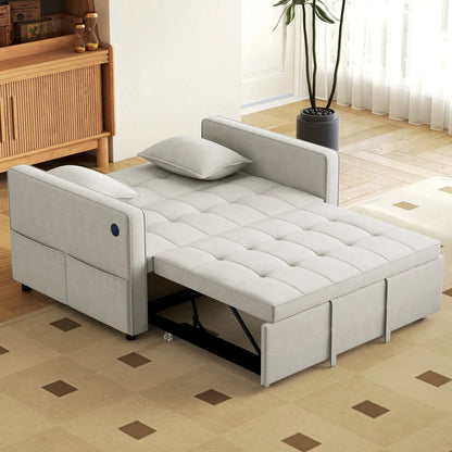 3-In-1 Convertible Sofa Bed, Pull Out Sleeper, Adjustable Backrest, Beige 2-Seater Sofas at Gallery Canada