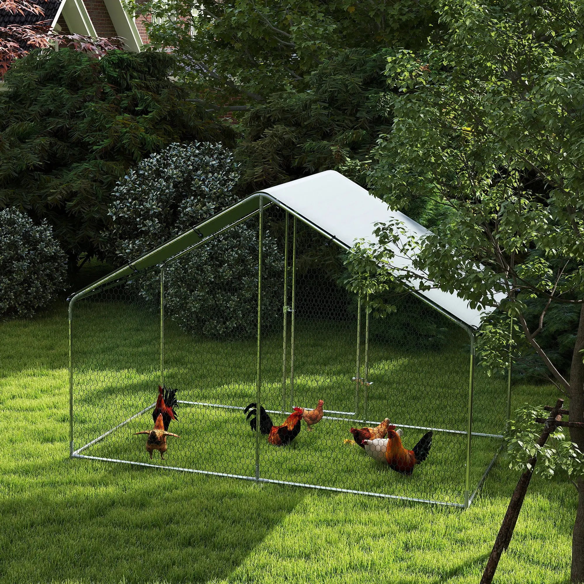 Metal Chicken Coop, 9.8 x 5.6 FT, Walk-In Run With Cover, Lockable Door Chicken Coops at Gallery Canada