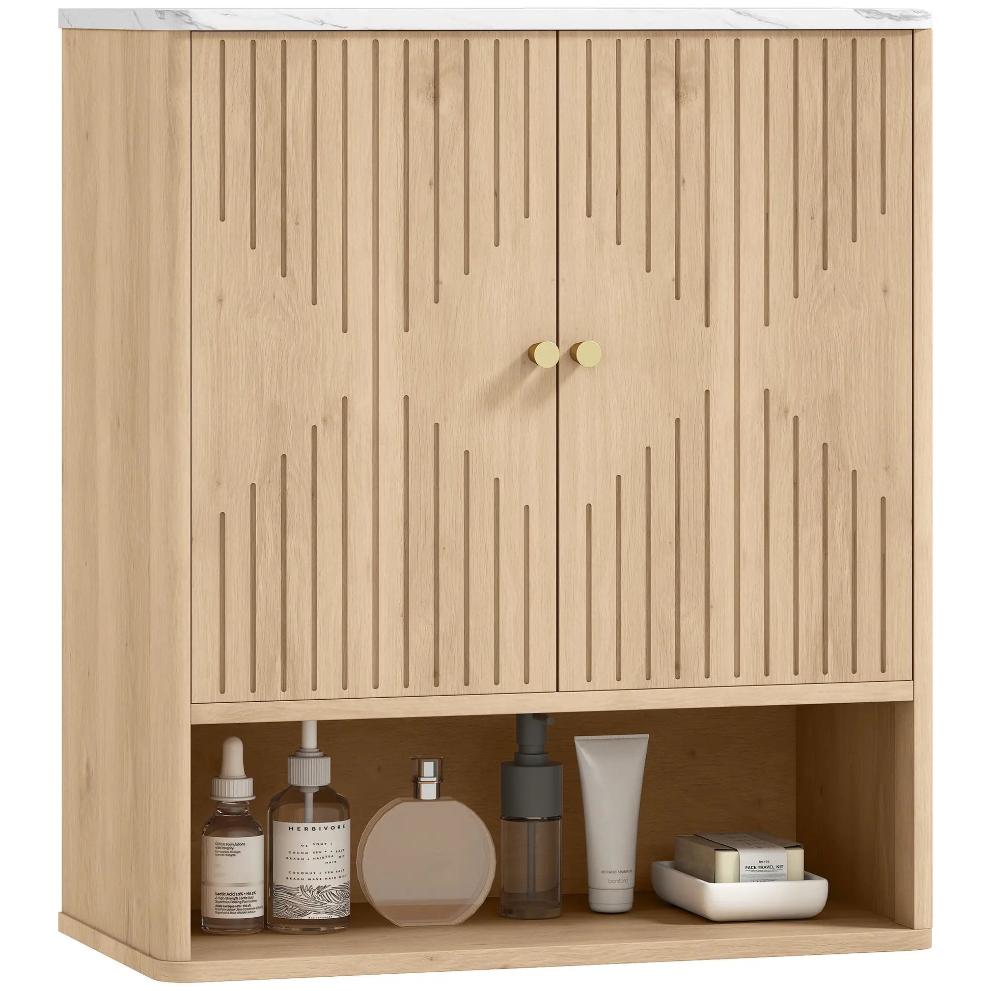 Wall Mounted Medicine Cabinet, Adjustable Shelf, Oak, Marble Top Bathroom Cabinets at Gallery Canada