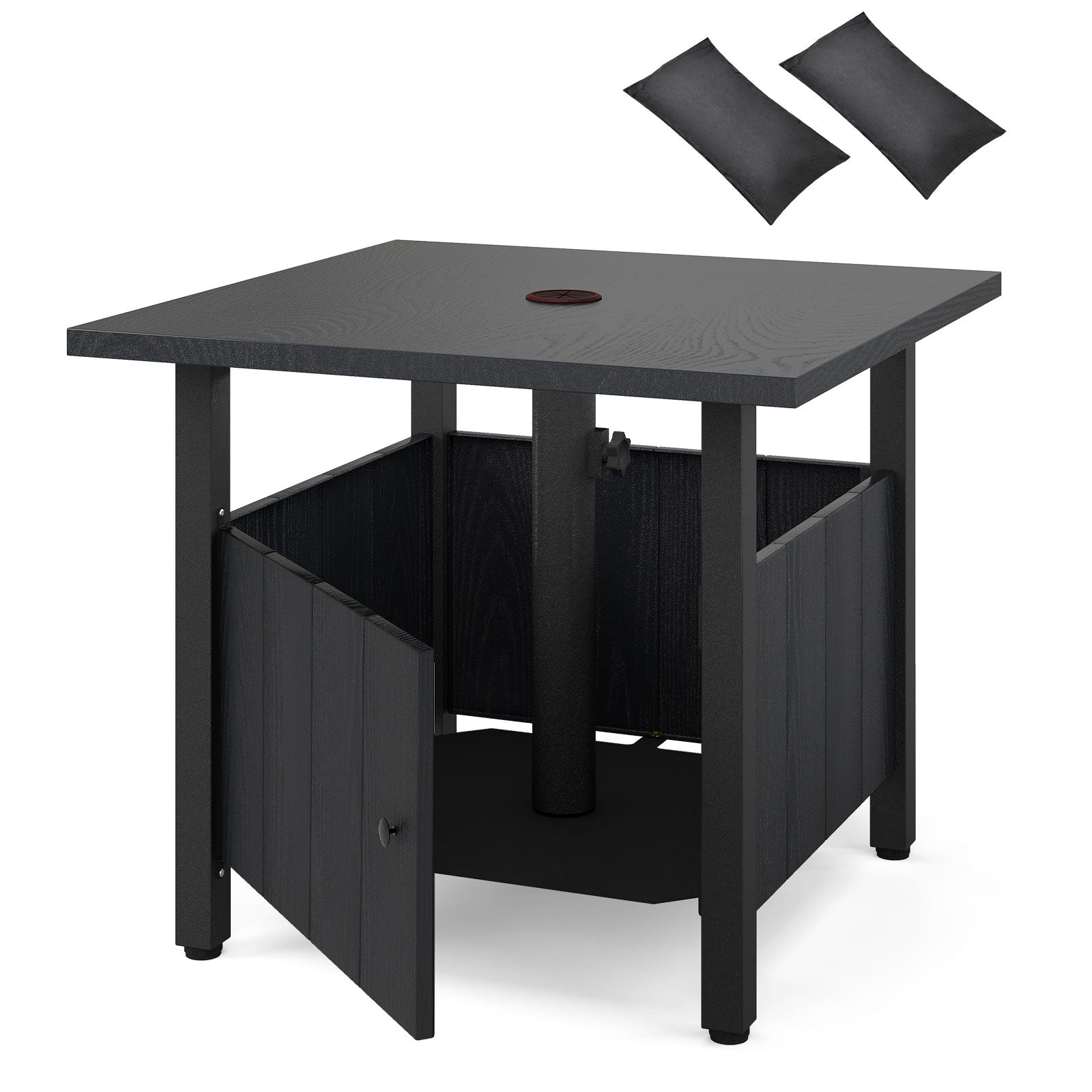 Outdoor Side Table with 1.89" Umbrella Hole Patio Umbrella Table Base Stand, Black Patio Coffee Tables at Gallery Canada