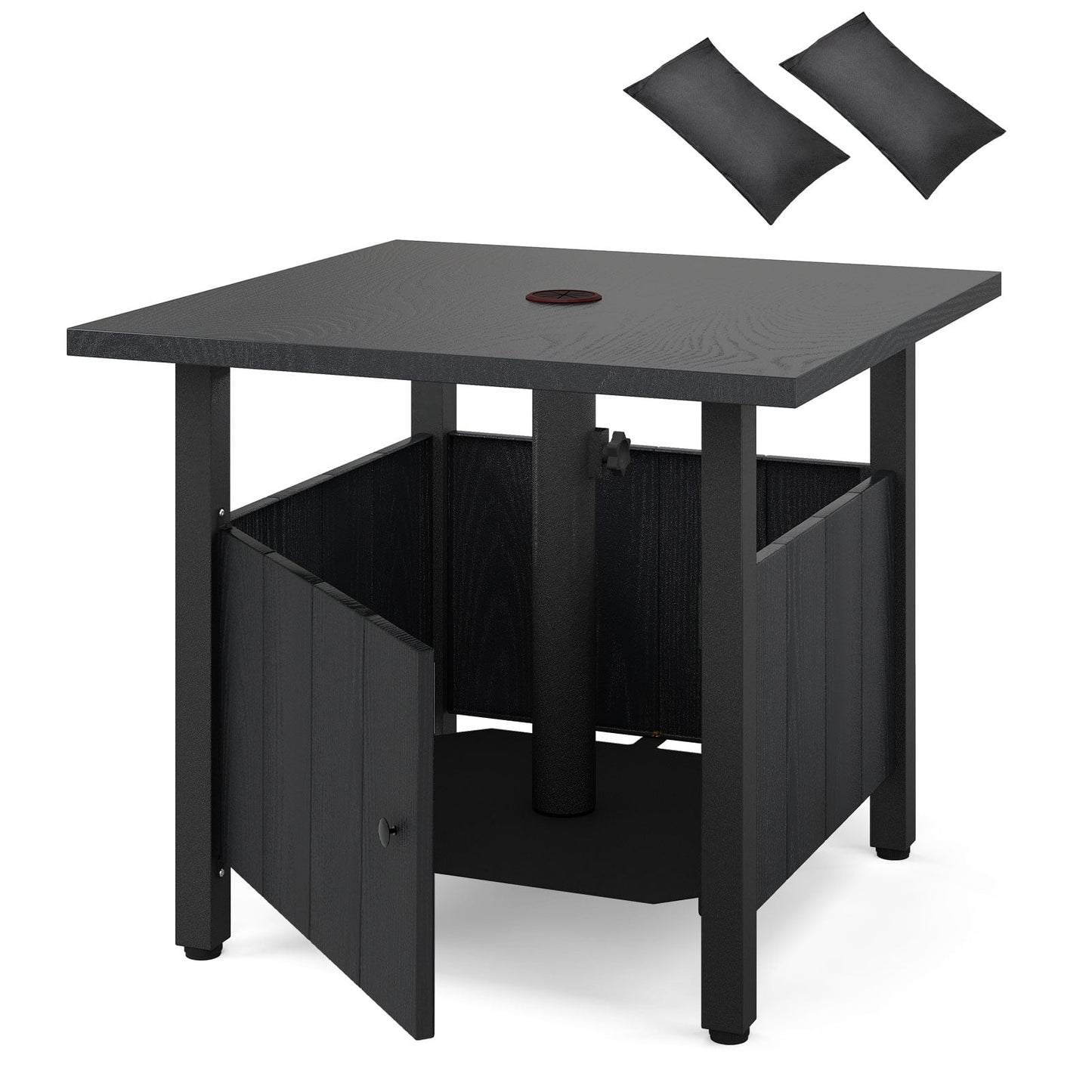 Outdoor Side Table With 1.89" Umbrella Hole, Black Patio Coffee Tables at Gallery Canada