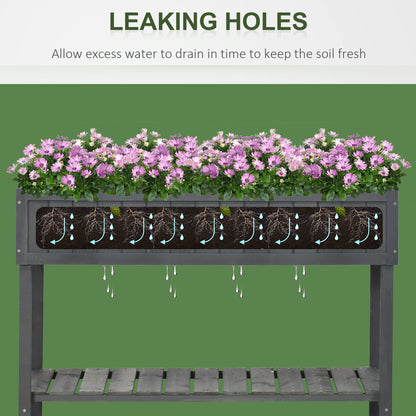 43.25" x 18" x 30" Raised Garden Bed, Wooden Plant Stand, Dark Grey Elevated Garden Beds at Gallery Canada