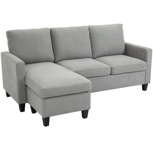 L-Shape Sectional Sofa with Ottoman, Modern Living Room Couch, Light Grey 3-Seater Sofas Light Grey at Gallery Canada