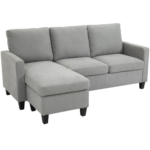 L-Shape Sectional Sofa with Ottoman, Modern Living Room Couch, Light Grey