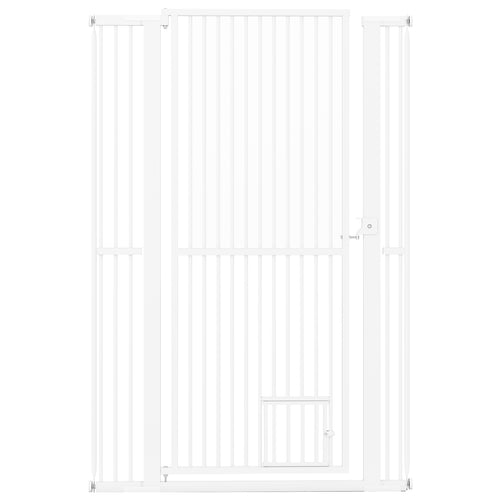 59” Extra Tall Pet Gate Heavy-Duty Metal Cat Gate with Wide Opening, White