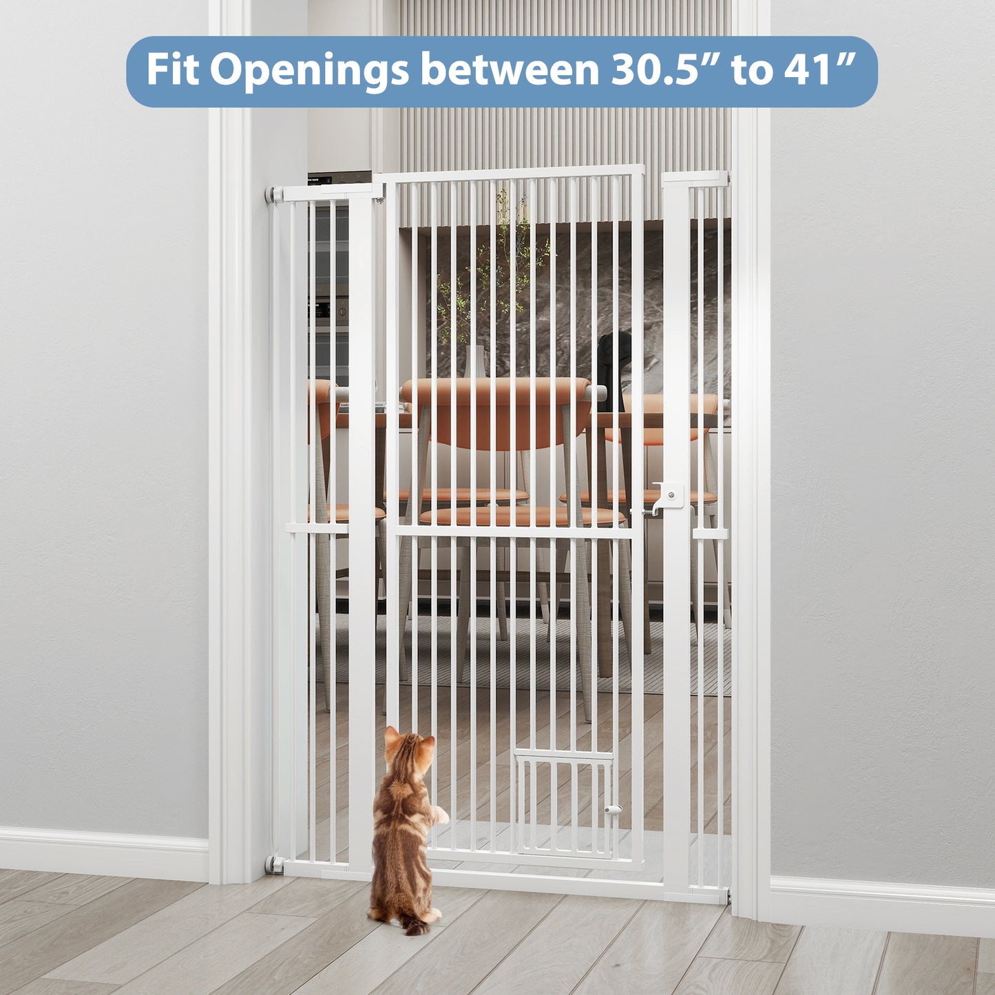 59” Extra Tall Pet Gate Heavy-Duty Metal Cat Gate with Wide Opening, White Pet Gate at Gallery Canada
