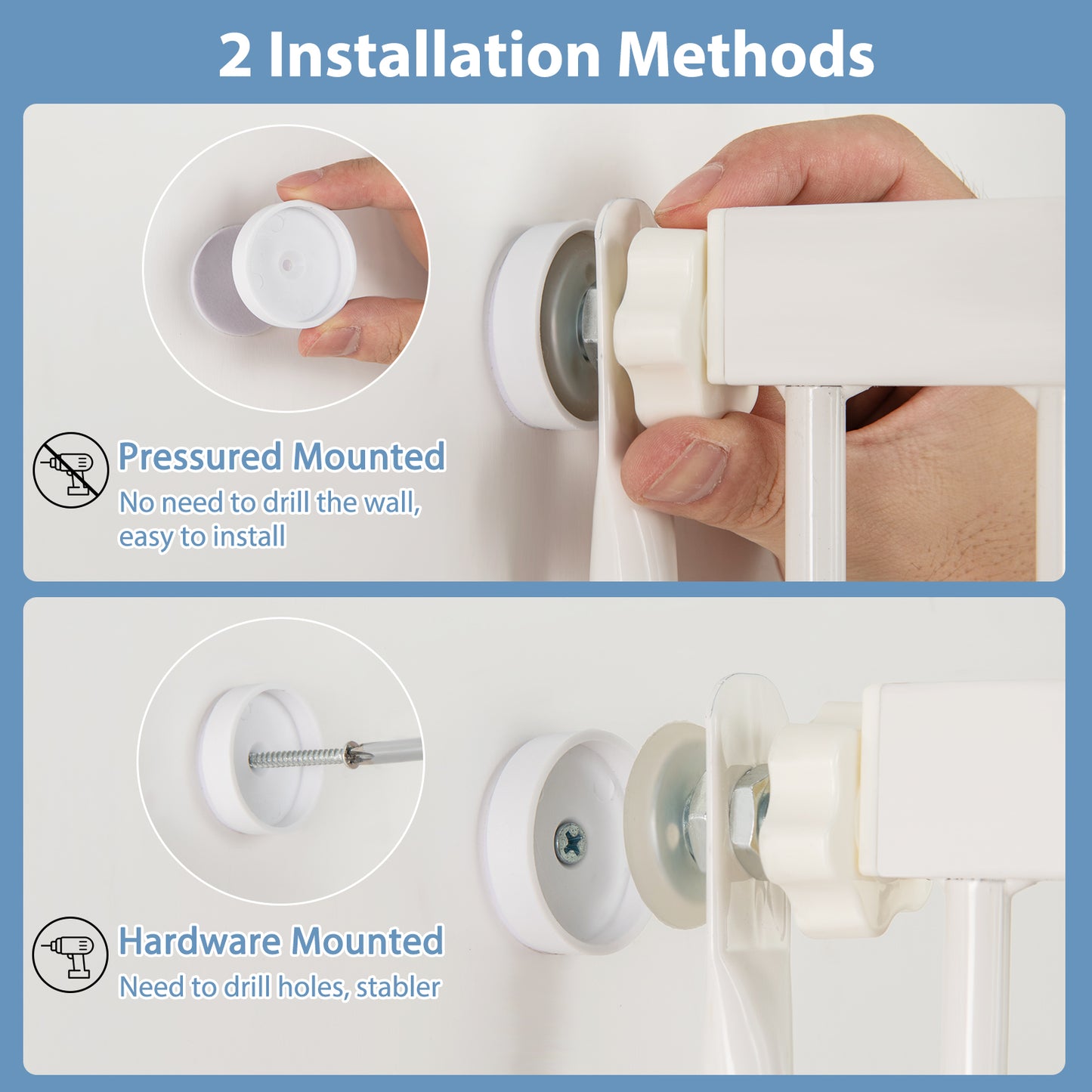59” Extra Tall Pet Gate Heavy-Duty Metal Cat Gate with Wide Opening, White Pet Gate at Gallery Canada