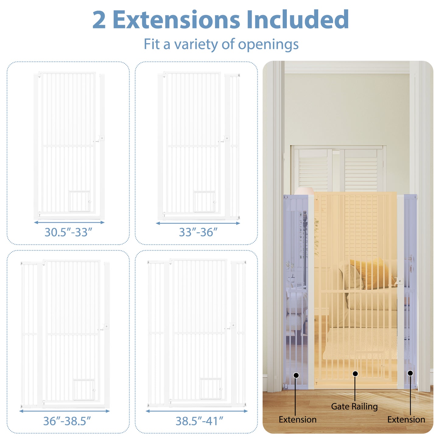 59” Extra Tall Pet Gate Heavy-Duty Metal Cat Gate with Wide Opening, White Pet Gate at Gallery Canada