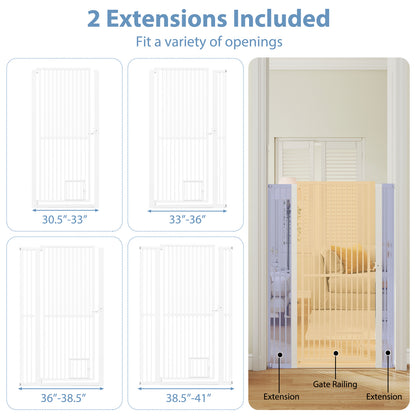 59” Extra Tall Pet Gate Heavy-Duty Metal Cat Gate with Wide Opening, White Pet Gate at Gallery Canada