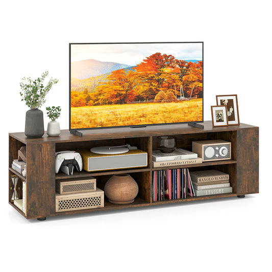 59 Inch Walnut Wood TV Stand, Console Storage Entertainment Media Entertainment Centers & TV Stands Walnut at Gallery Canada