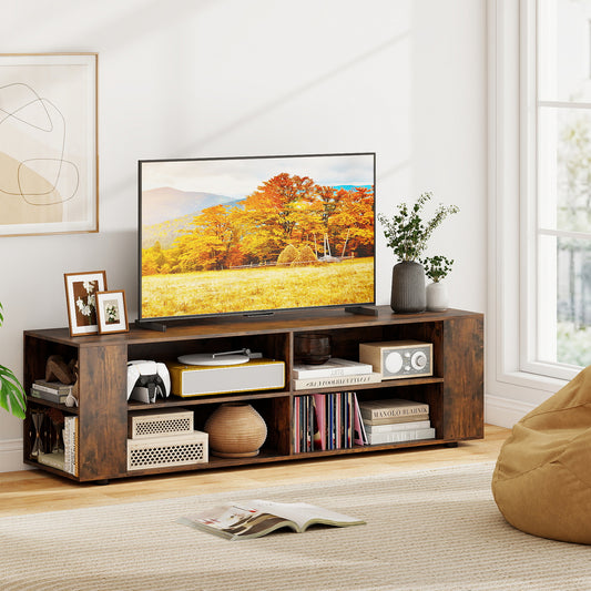 59 Inch Walnut Wood TV Stand, Console Storage Entertainment Media Entertainment Centers & TV Stands Walnut at Gallery Canada