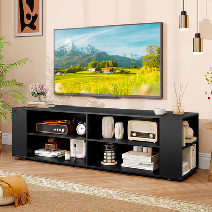 59 Inch Wood TV Stand, Console Storage Entertainment Media, Black Entertainment Centers & TV Stands at Gallery Canada